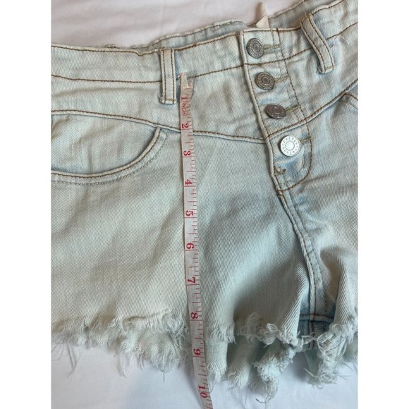 Refuge Womens Cut Off Shorts Frayed Button Up Stretch Mid Rise Blue Size 4 - Picture 4 of 9